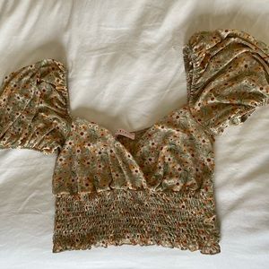 Grey bandit floral front cross crop top